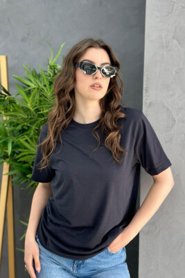 ONE COLOR SIMPLE WOMEN T-SHIRT BLACK/ E ZEZE 