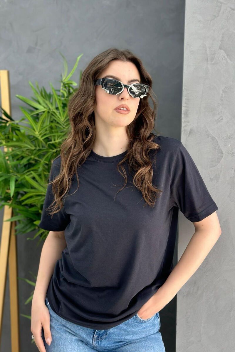 ONE COLOR SIMPLE WOMEN T-SHIRT BLACK/ E ZEZE - 1