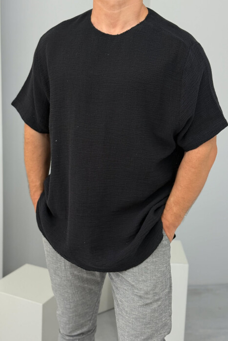 ONE COLOR SIMPLE MEN T-SHIRT BLACK/ E ZEZE 