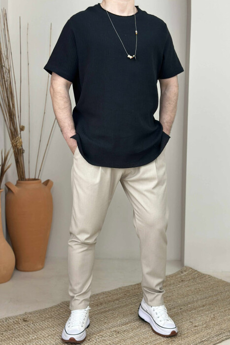 ONE COLOR SIMPLE MEN T-SHIRT BLACK/ E ZEZE 