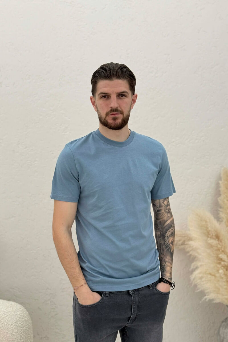 ONE COLOR SIMPLE MEN T-SHIRT BLUE/BLU - 1