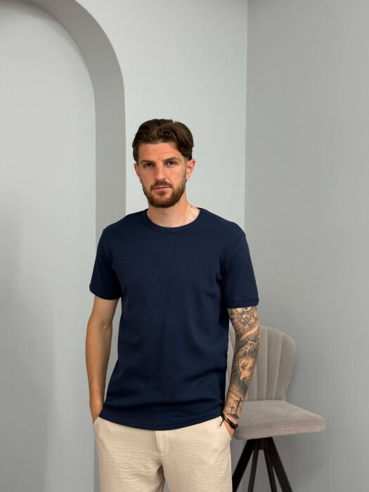 ONE COLOR SIMPLE MEN T-SHIRT BLUE/BLU - 1