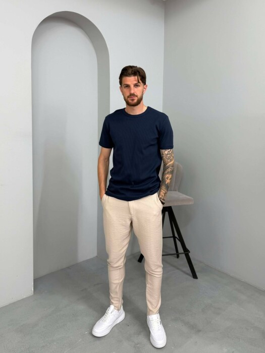 ONE COLOR SIMPLE MEN T-SHIRT BLUE/BLU - 3