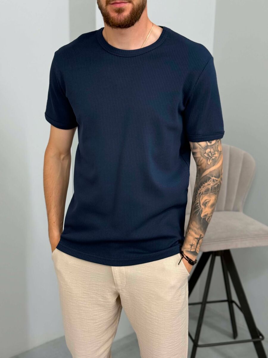 ONE COLOR SIMPLE MEN T-SHIRT BLUE/BLU - 4