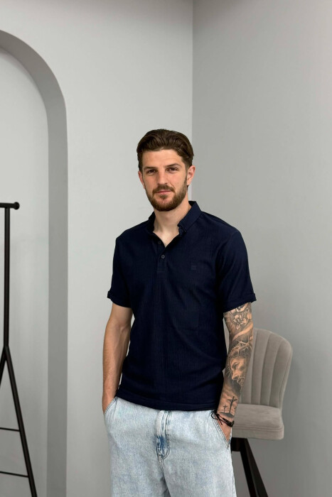 ONE COLOR SIMPLE MEN T-SHIRT BLUE/BLU - 1