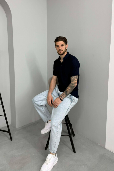 ONE COLOR SIMPLE MEN T-SHIRT BLUE/BLU - 2