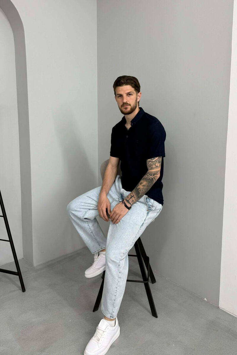 ONE COLOR SIMPLE MEN T-SHIRT BLUE/BLU - 2