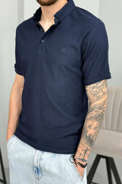 ONE COLOR SIMPLE MEN T-SHIRT BLUE/BLU - 3