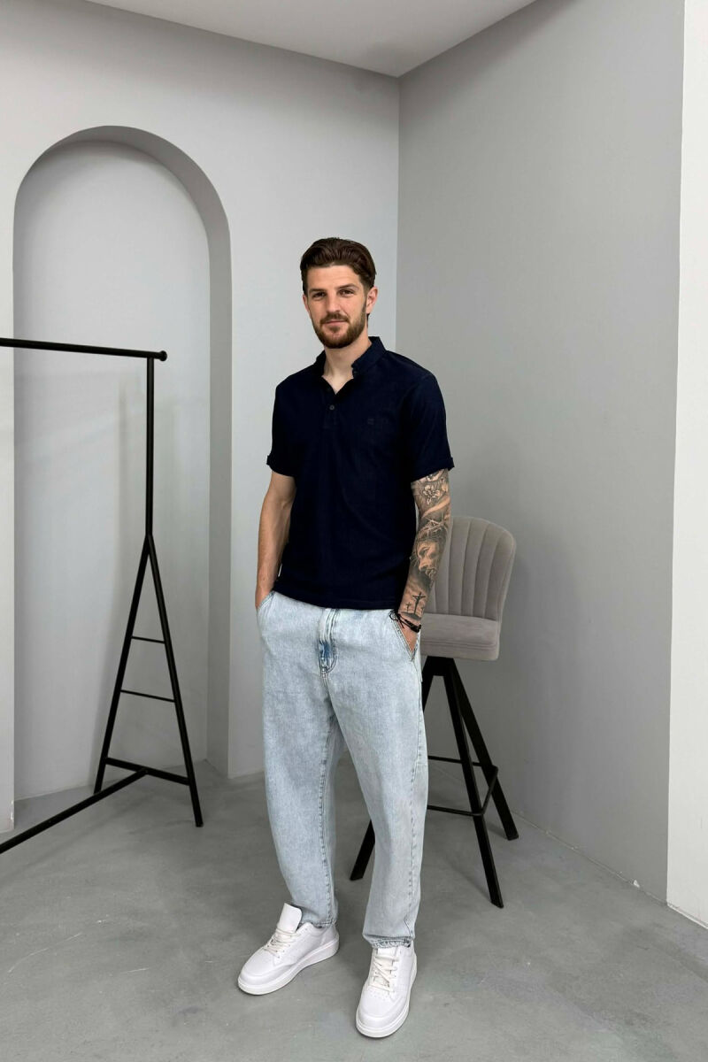 ONE COLOR SIMPLE MEN T-SHIRT BLUE/BLU - 4