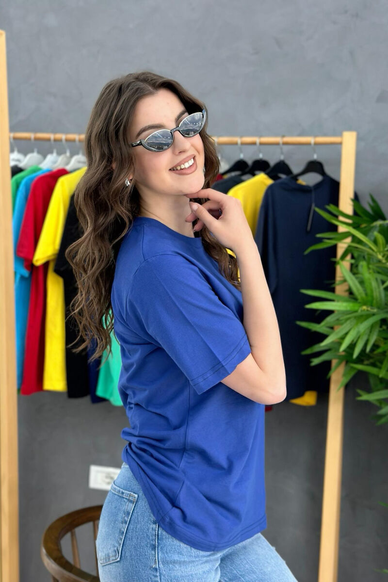 ONE COLOR SIMPLE WOMEN T-SHIRT BLUE/BLU - 2