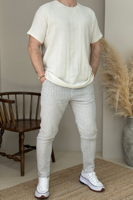 ONE COLOR SIMPLE MEN T-SHIRT CREAM/KREM 