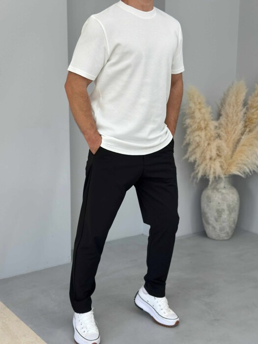 ONE COLOR SIMPLE MEN T-SHIRT CREAM/KREM - KLAUDIO FASHION