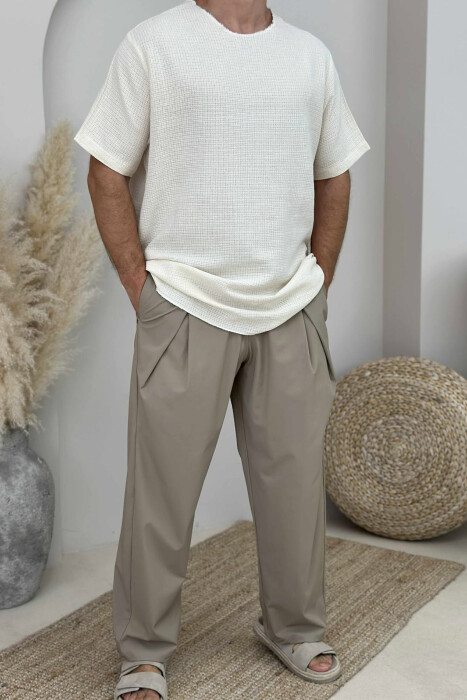 ONE COLOR SIMPLE MEN T-SHIRT CREAM/KREM 