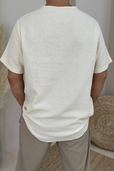 ONE COLOR SIMPLE MEN T-SHIRT CREAM/KREM - 3