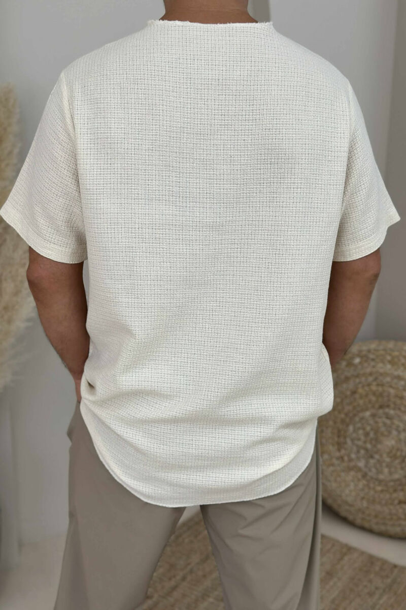 ONE COLOR SIMPLE MEN T-SHIRT CREAM/KREM - 3