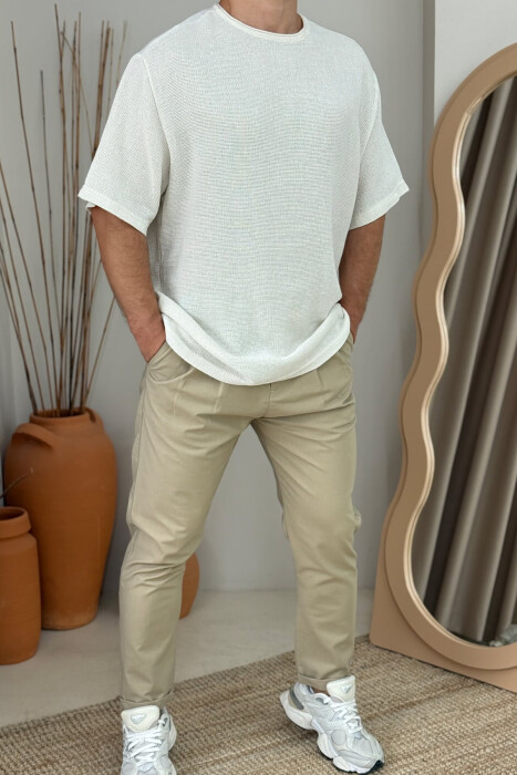 ONE COLOR SIMPLE MEN T-SHIRT CREAM/KREM 