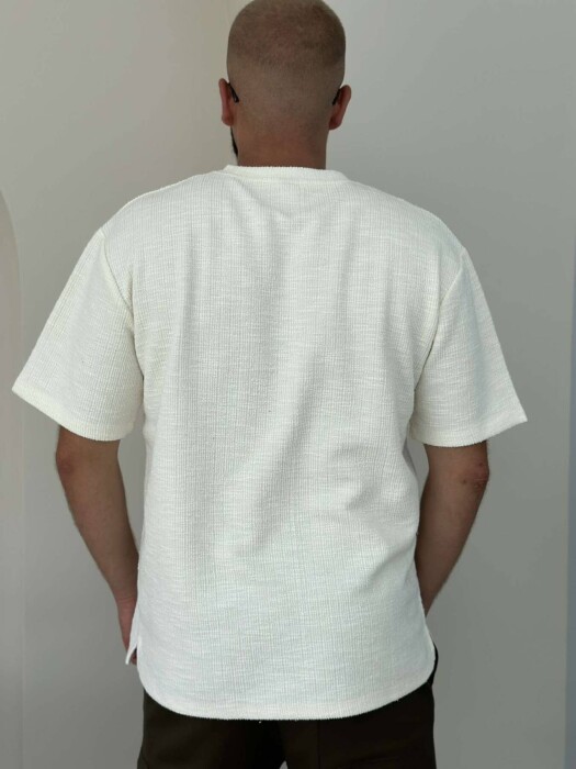 ONE COLOR SIMPLE MEN T-SHIRT CREAM/KREM - 2