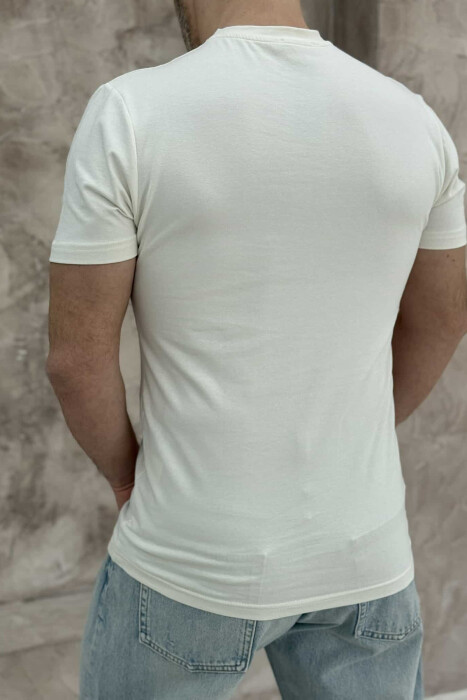 ONE COLOR SIMPLE MEN T-SHIRT CREAM/KREM - 2