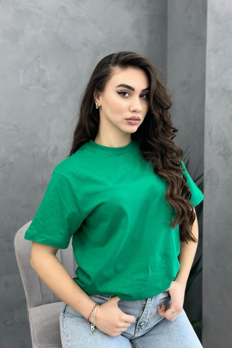 ONE COLOR SIMPLE WOMEN T-SHIRT DARK GREEN/JEE - 3