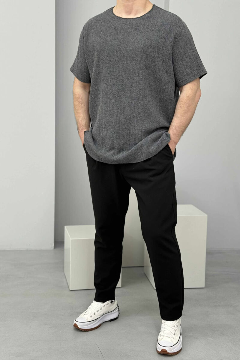 ONE COLOR SIMPLE MEN T-SHIRT DARK GREY/GEE - 1