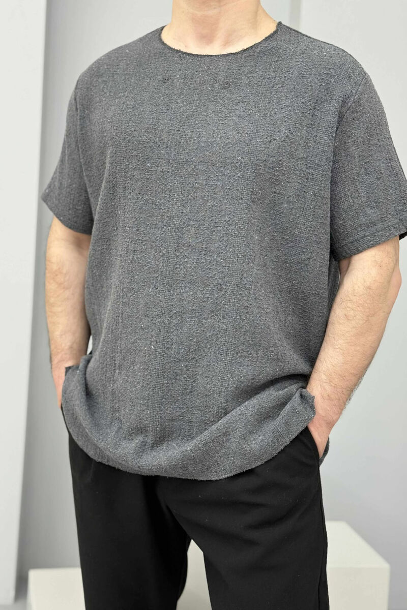ONE COLOR SIMPLE MEN T-SHIRT DARK GREY/GEE - 2