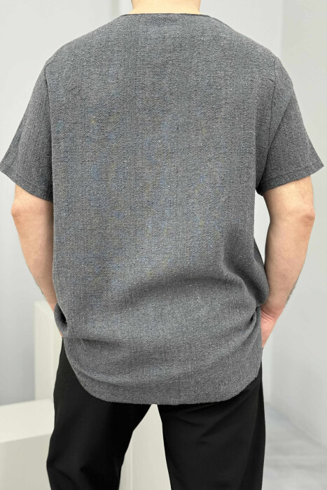 ONE COLOR SIMPLE MEN T-SHIRT DARK GREY/GEE - 3