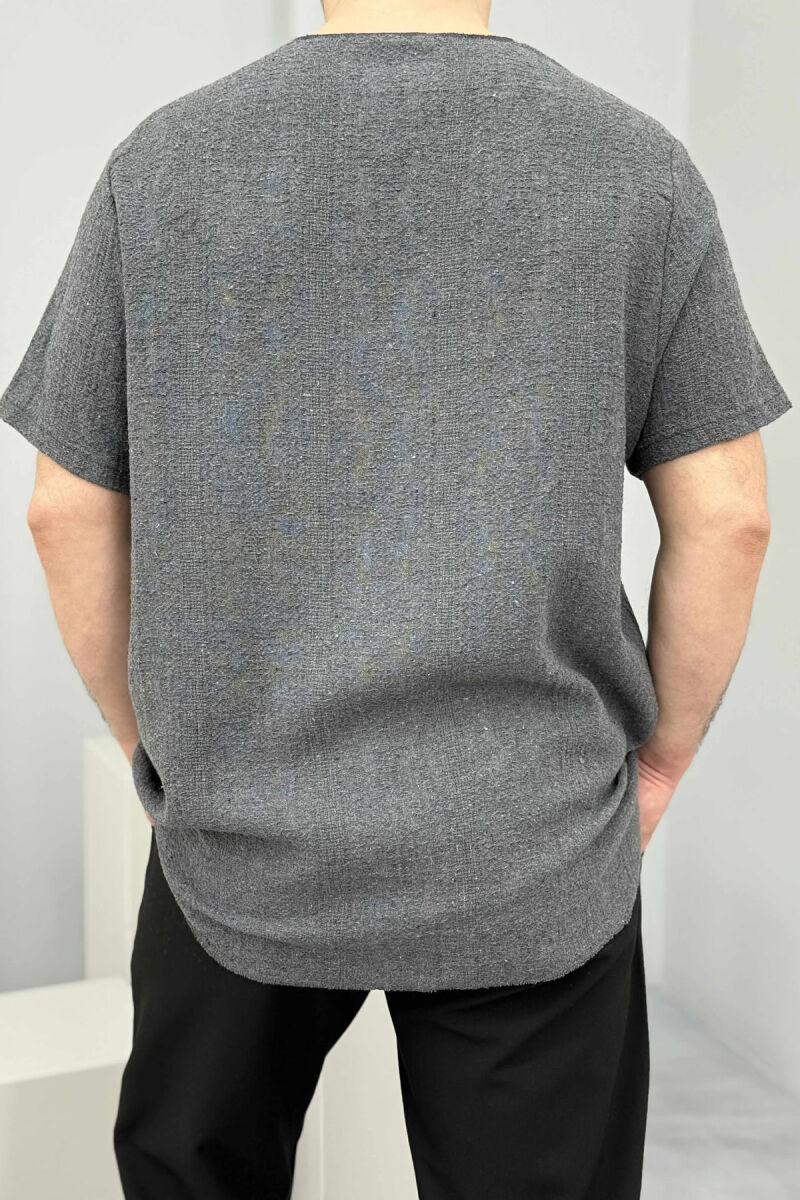 ONE COLOR SIMPLE MEN T-SHIRT DARK GREY/GEE - 3
