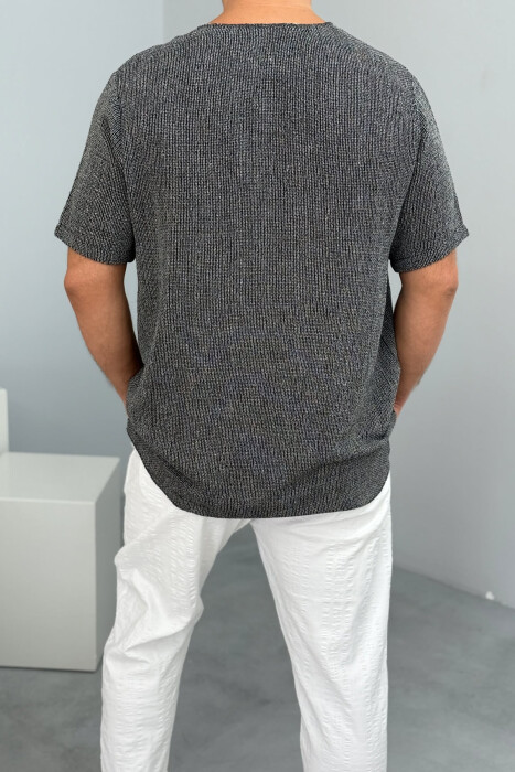 ONE COLOR SIMPLE MEN T-SHIRT DARK GREY/GEE - 3