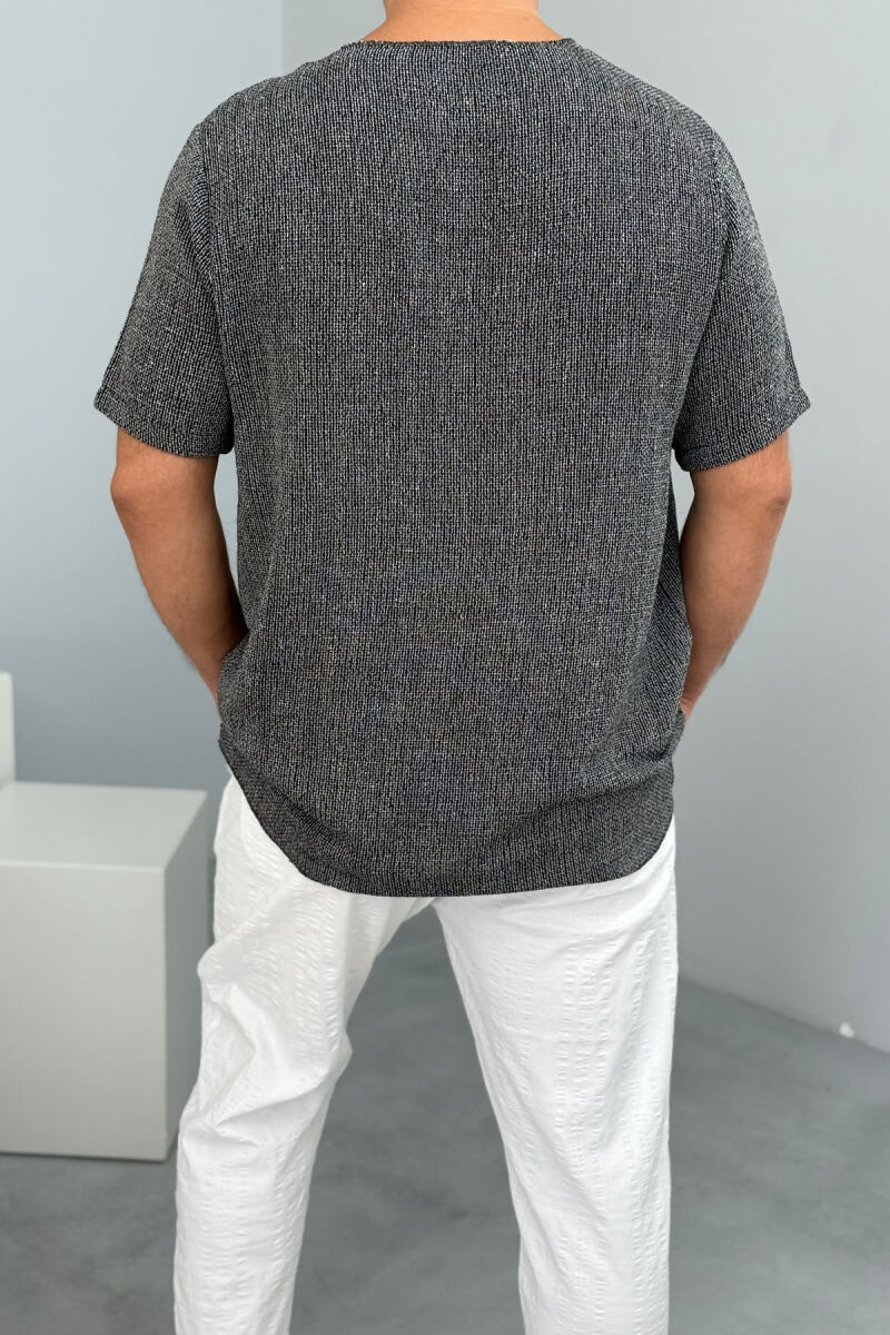 ONE COLOR SIMPLE MEN T-SHIRT DARK GREY/GEE - 3