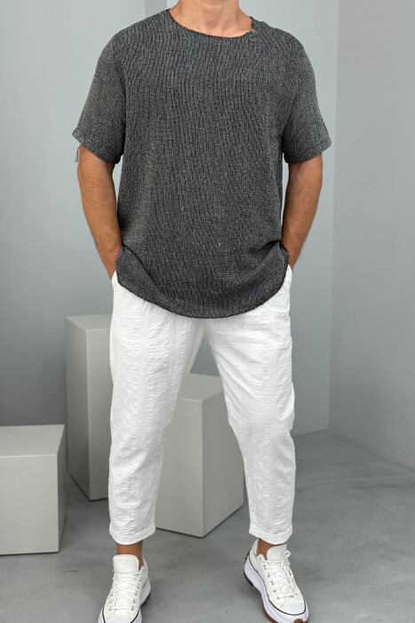 ONE COLOR SIMPLE MEN T-SHIRT DARK GREY/GEE 