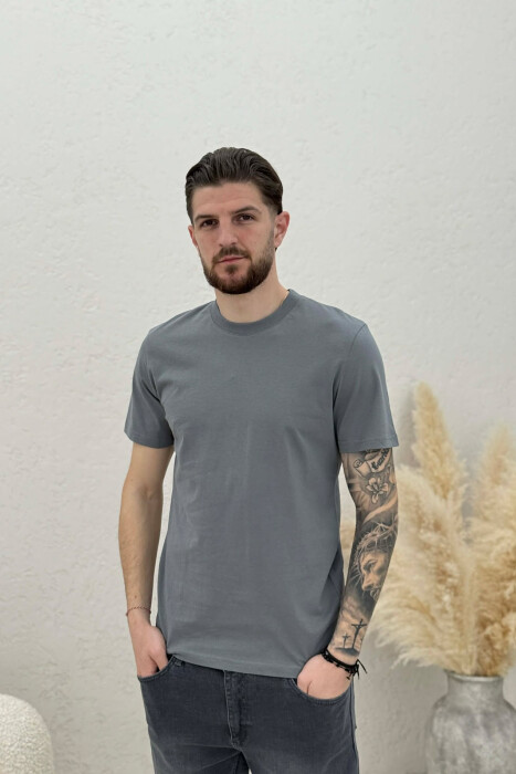 ONE COLOR SIMPLE MEN T-SHIRT DARK GREY/GEE 