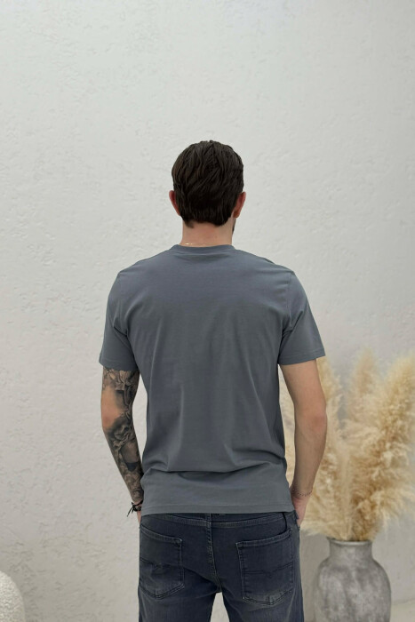 ONE COLOR SIMPLE MEN T-SHIRT DARK GREY/GEE - 2