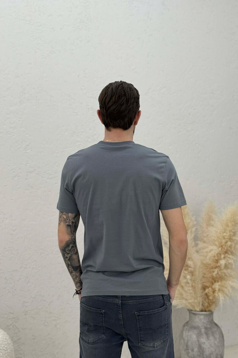 ONE COLOR SIMPLE MEN T-SHIRT DARK GREY/GEE - 2