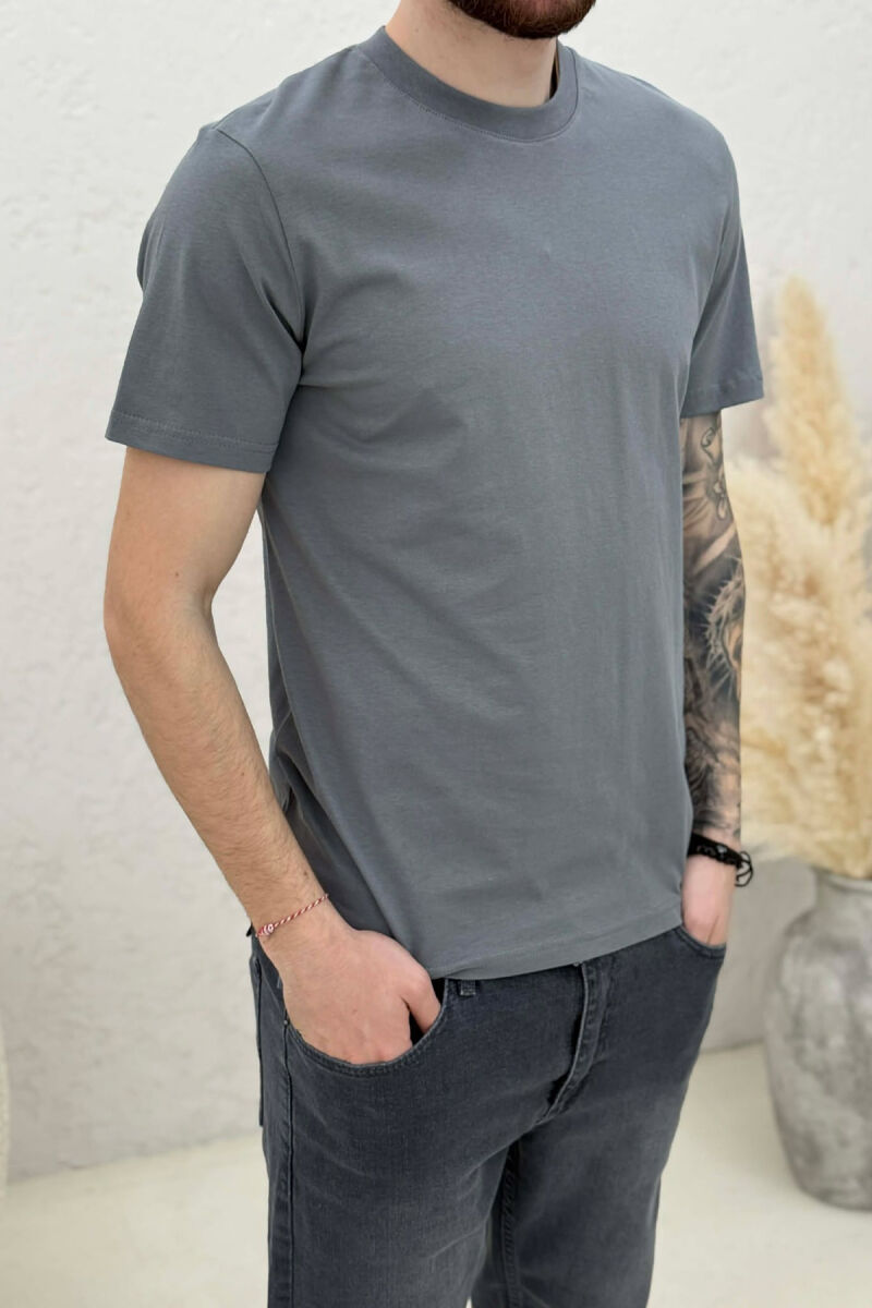 ONE COLOR SIMPLE MEN T-SHIRT DARK GREY/GEE - 4