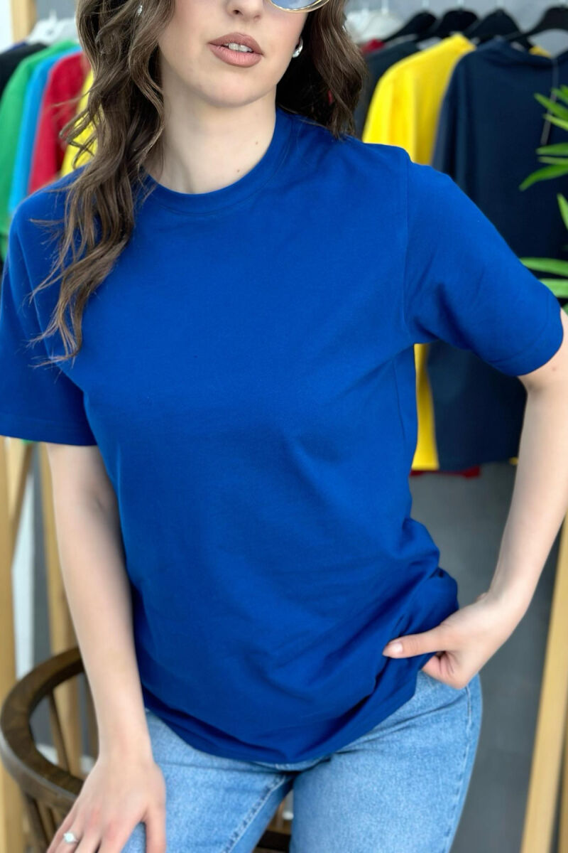 ONE COLOR SIMPLE WOMEN T-SHIRT ELECTRIC BLUE/BLEL - 2