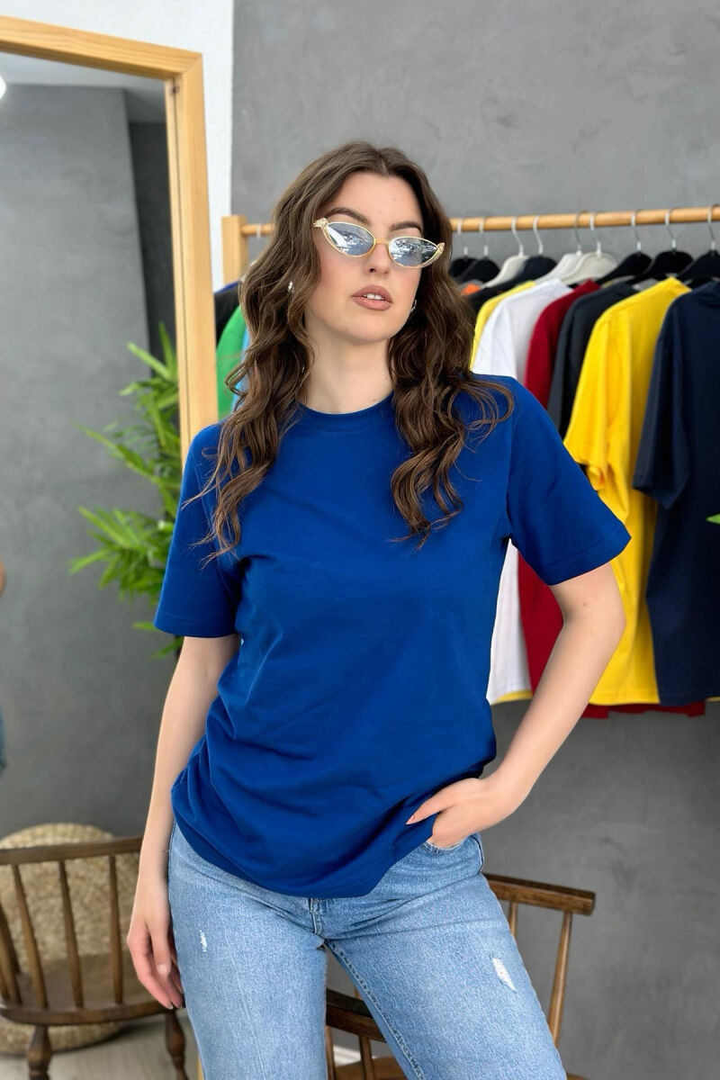 ONE COLOR SIMPLE WOMEN T-SHIRT ELECTRIC BLUE/BLEL - 3