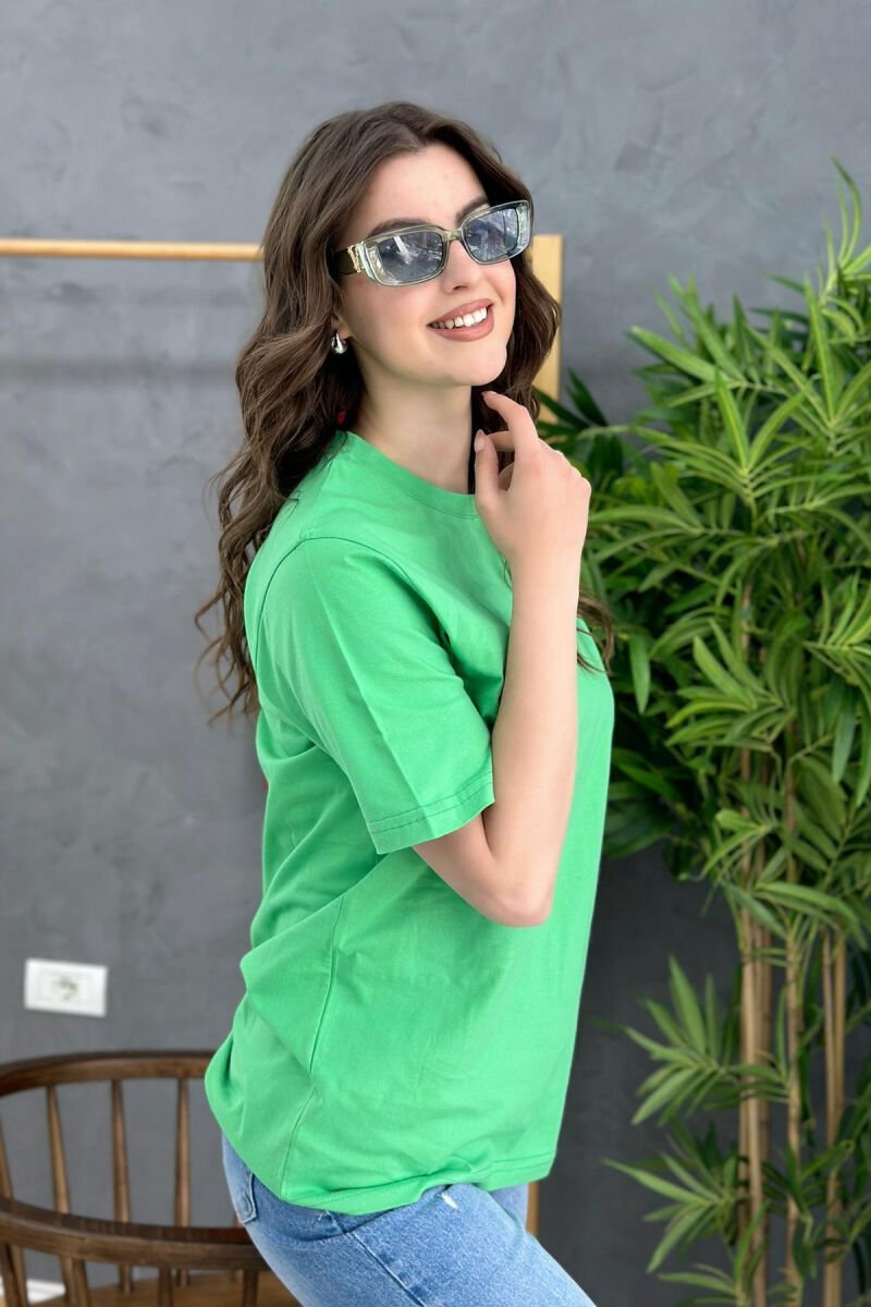 ONE COLOR SIMPLE WOMEN T-SHIRT GREEN/JESHILE - 2