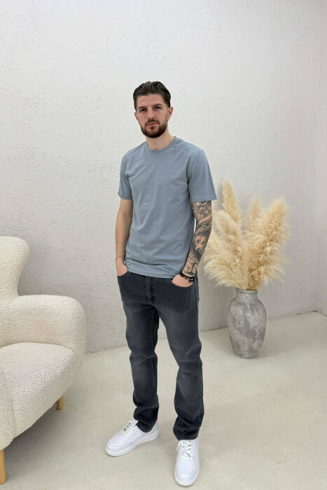 ONE COLOR SIMPLE MEN T-SHIRT GREY/GRI - 3