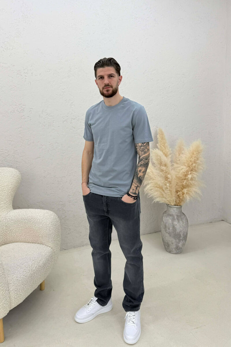 ONE COLOR SIMPLE MEN T-SHIRT GREY/GRI - 3