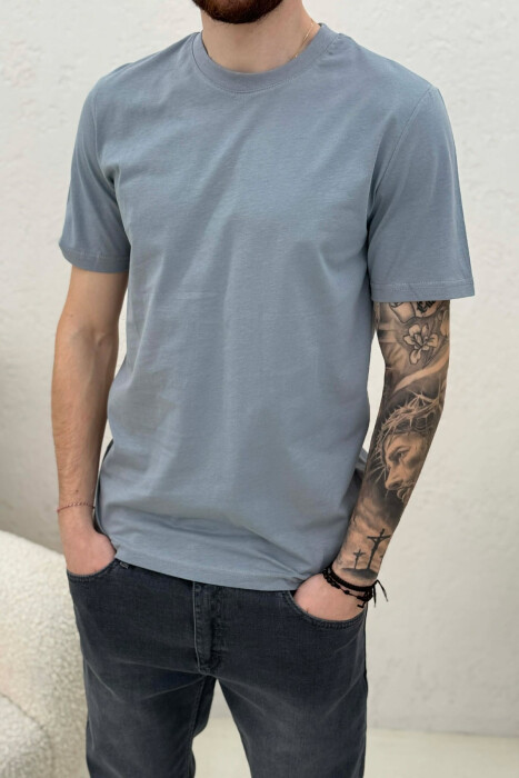 ONE COLOR SIMPLE MEN T-SHIRT GREY/GRI - 4