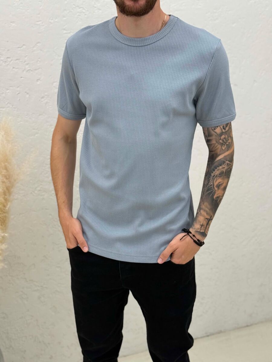 ONE COLOR SIMPLE MEN T-SHIRT GREY/GRI - 4