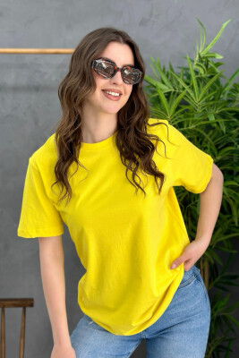 ONE COLOR SIMPLE WOMEN T-SHIRT LEMON/ LIMON 