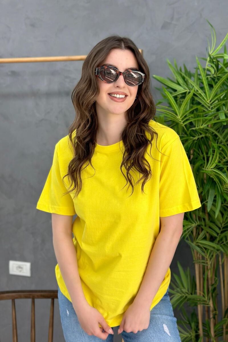 ONE COLOR SIMPLE WOMEN T-SHIRT LEMON/ LIMON - 3