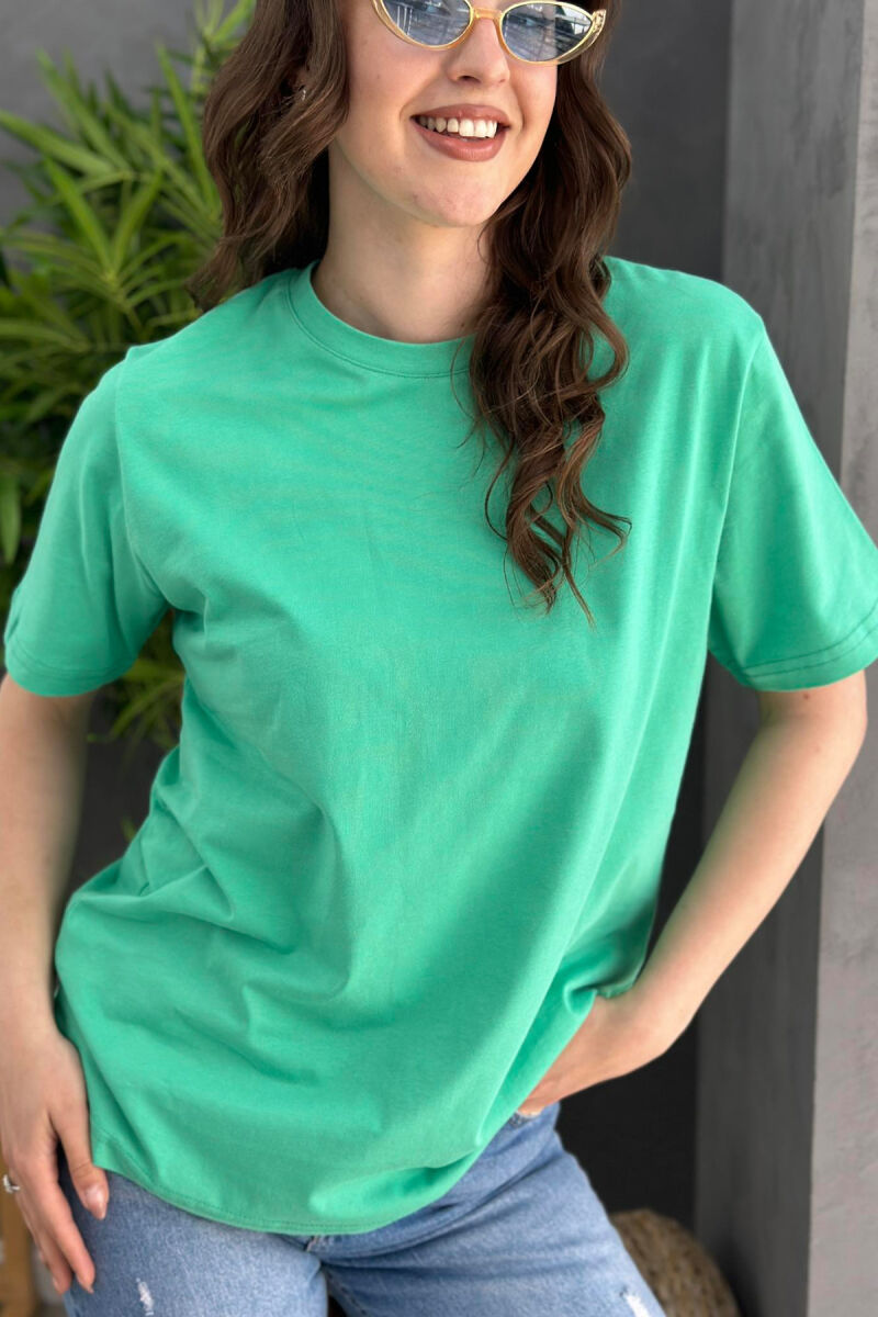 ONE COLOR SIMPLE WOMEN T-SHIRT LIGHT GREEN/JEZB - 2