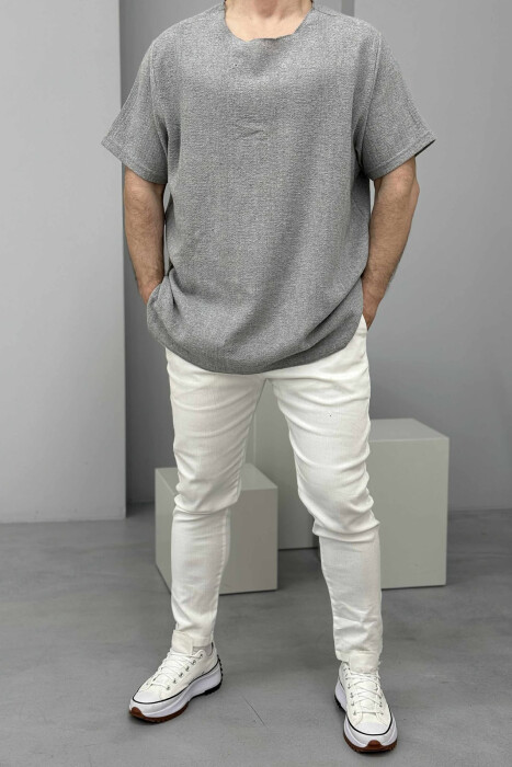 ONE COLOR SIMPLE MEN T-SHIRT LIGHT GREY/GZ 