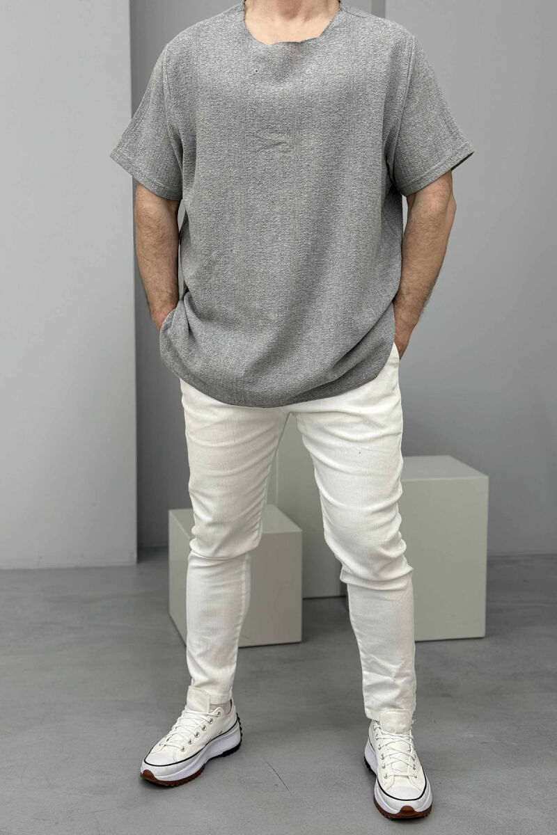 ONE COLOR SIMPLE MEN T-SHIRT LIGHT GREY/GZ - 1
