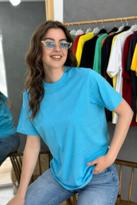 ONE COLOR SIMPLE WOMEN T-SHIRT LIGHTBLUE/BZ 