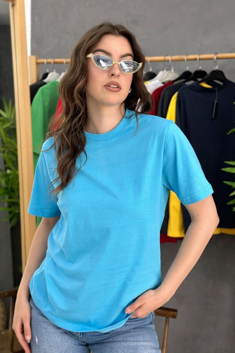 ONE COLOR SIMPLE WOMEN T-SHIRT LIGHTBLUE/BZ - 3