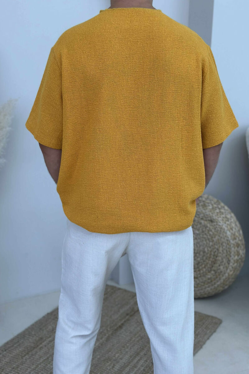 ONE COLOR SIMPLE MEN T-SHIRT MUSTARD/MUSTARDE - 2