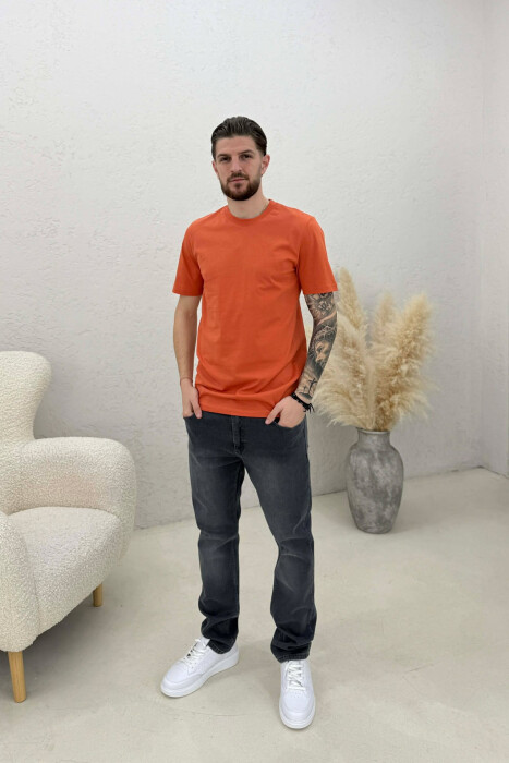 ONE COLOR SIMPLE MEN T-SHIRT ORANGE/PORTOKALLI - 3